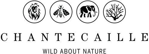 Chantecaille logo with philanthropy icons