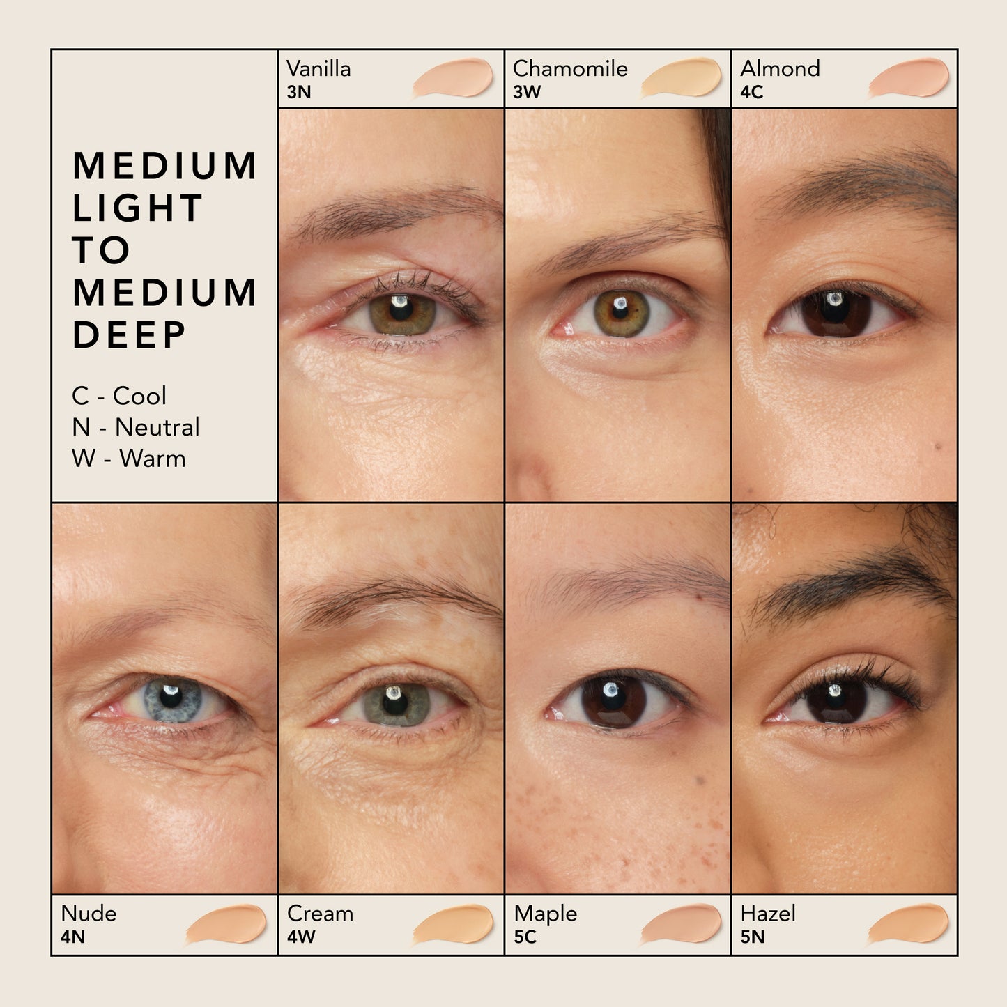 vanilla chamomile almond nude cream maple hazel