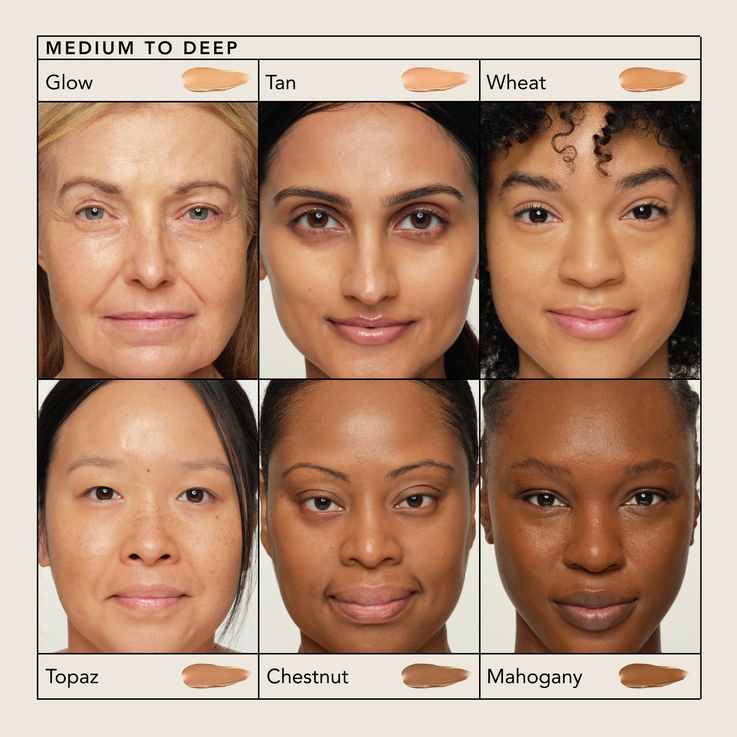 Glow Tan Wheat Topaz Chestnut Mahogany